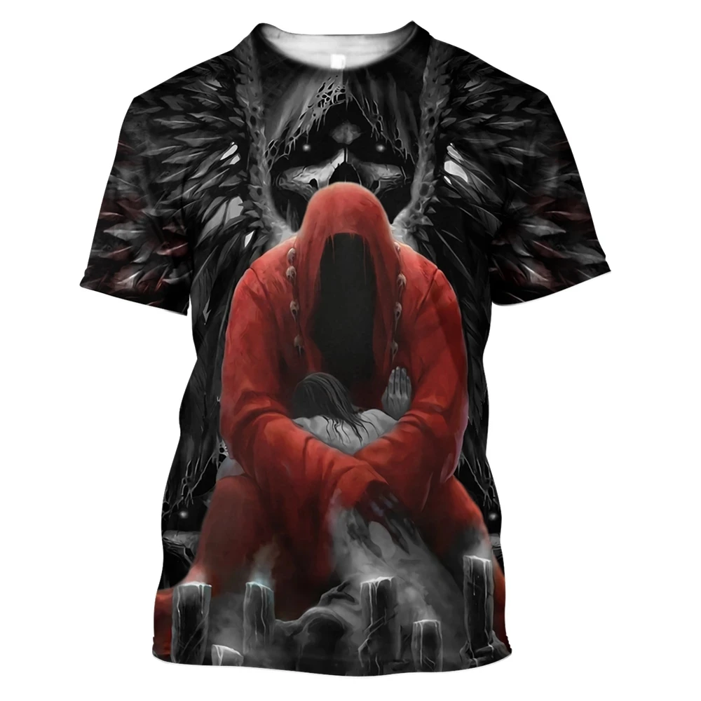 

Satanic Skull Red Tattoo All Over 3D Printed T-shirts Men's Casual 0-Neck Short Sleeve Loose Shirts Unisex Street Tops
