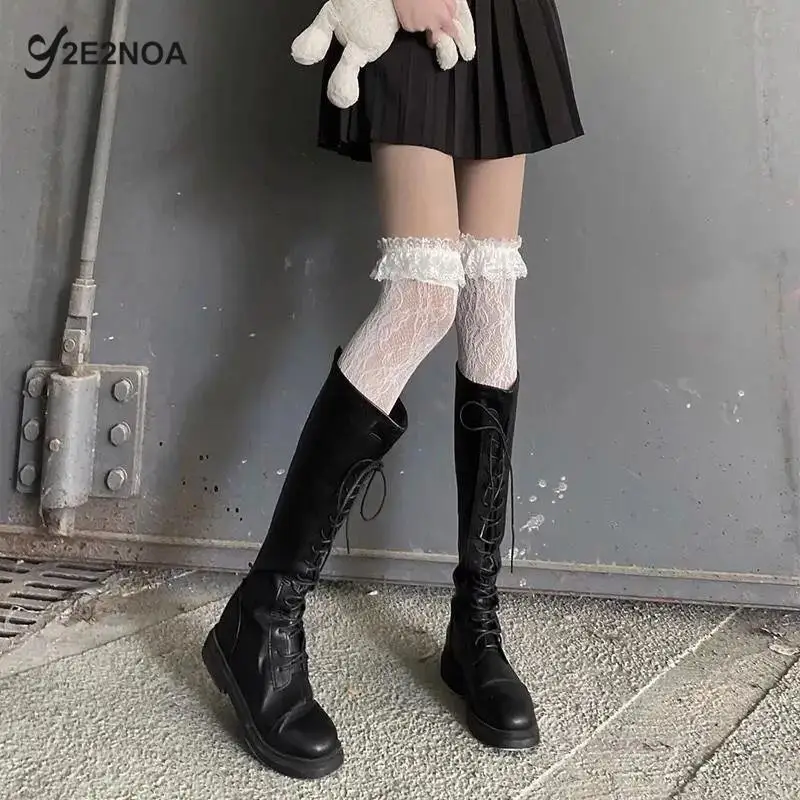 

Sexy Lolita Lace Stockings Women Thigh Transparent Heart Over Knee Socks Female Jk Long Stocking Pantyhose