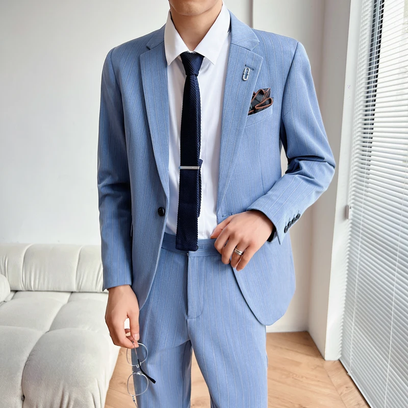

2023 Fine men's (suit + western pants) fashion business loose groom wedding dress fashion everything fashion two-piece suit