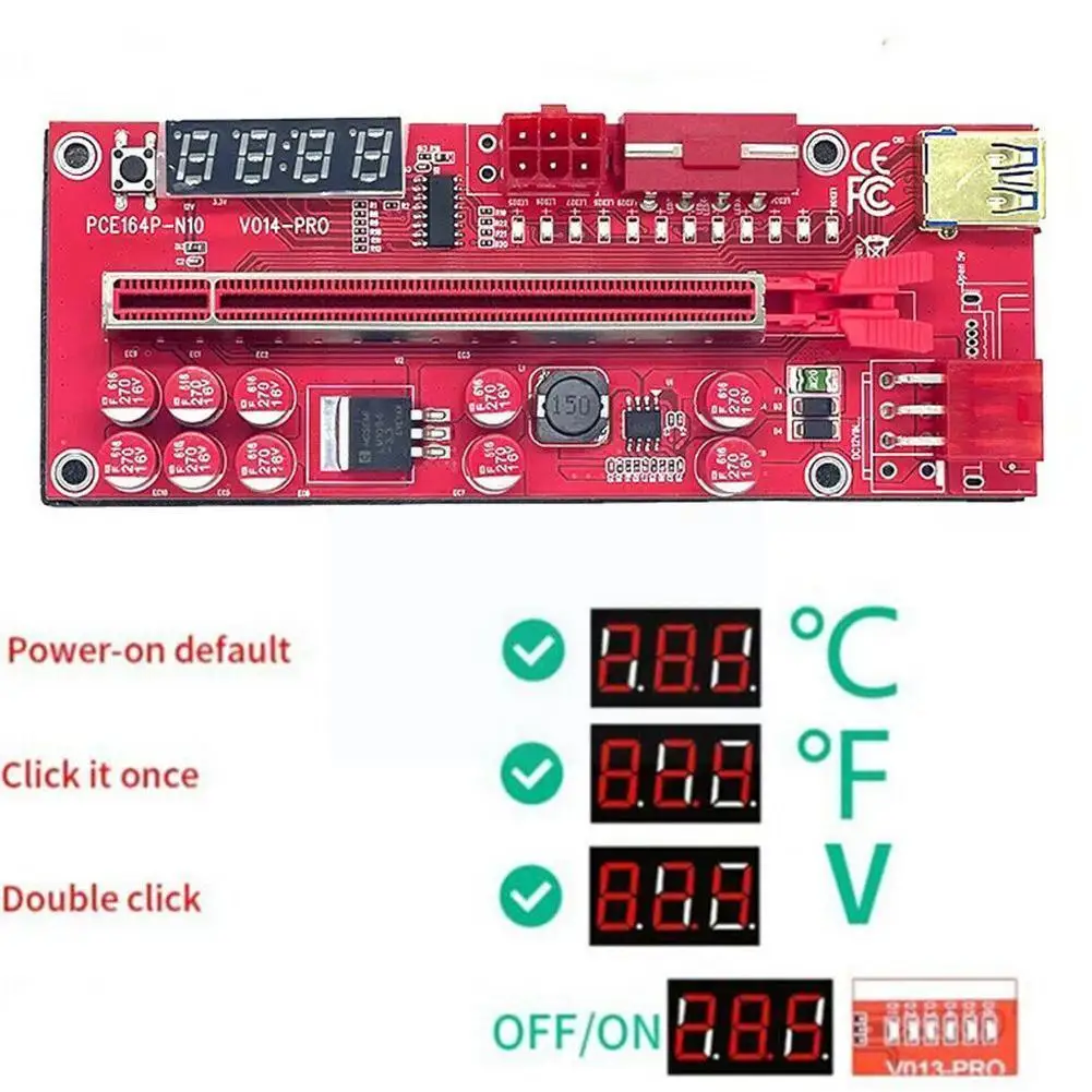

Newest V013 Pro Pcie Riser 013 Cabo Riser Card X1 X16 Sata To 6pin Power Cable Usb 3.0 Cable For Mining Miner O1v9