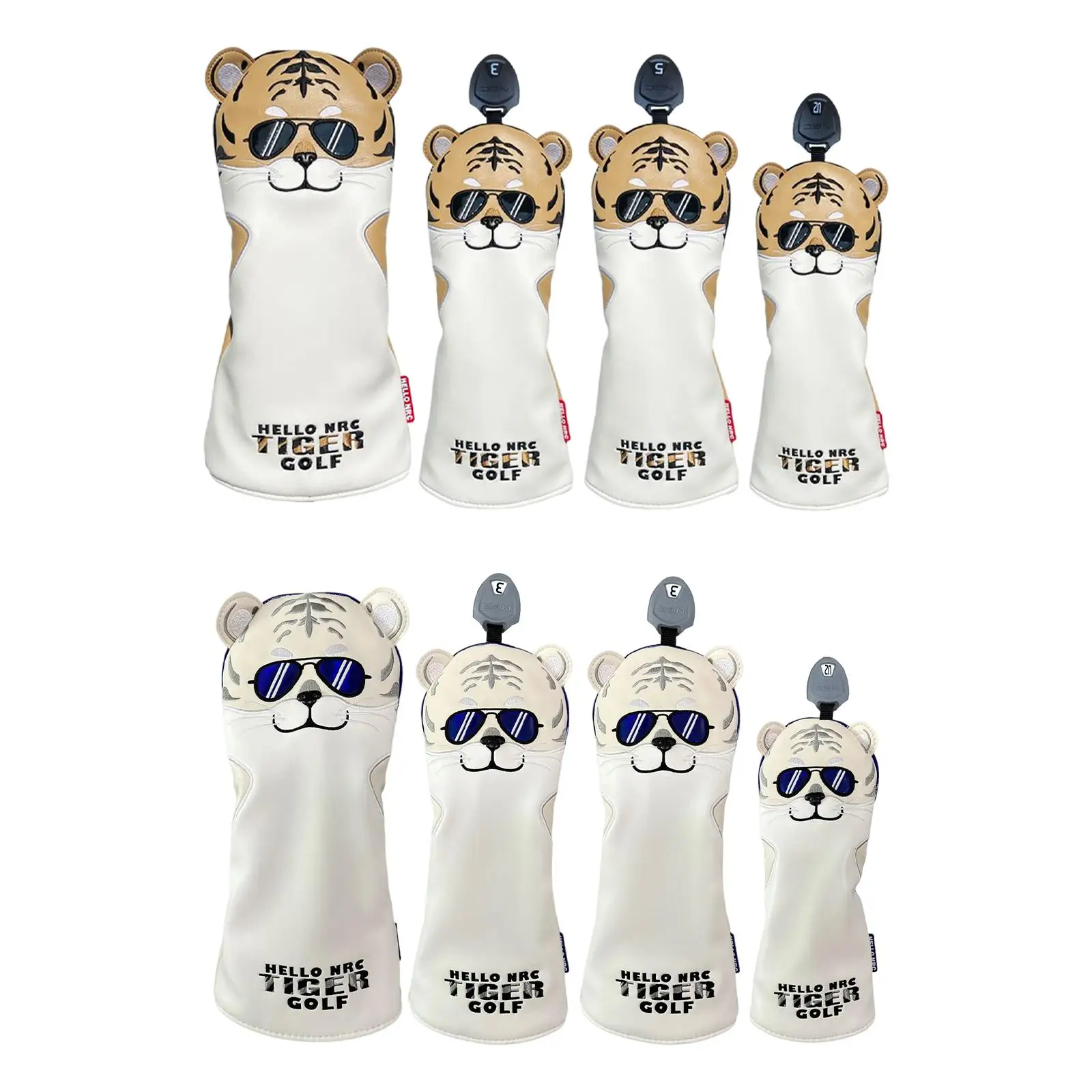 

4Pcs Golf Wood Head Covers Golf Club Headcover with Number Tag PU Leather Men Women Golf Protective Sleeve Guard Golfer Gift