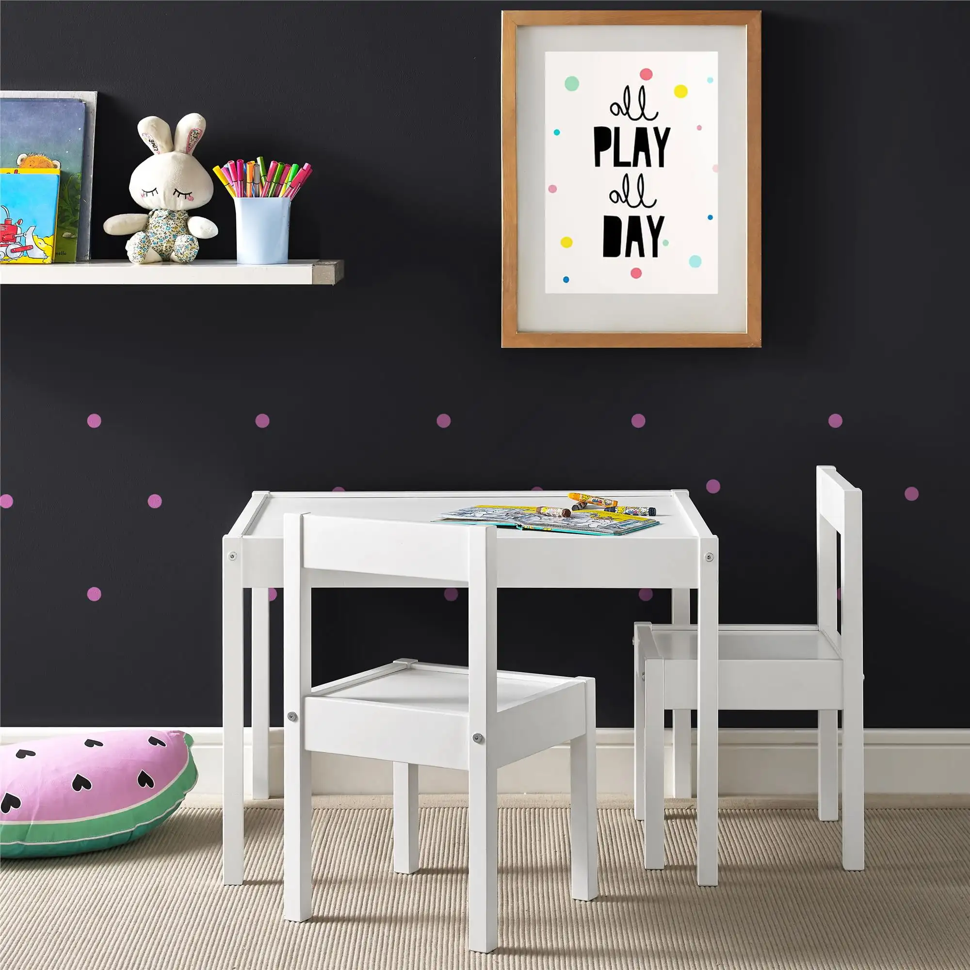 

Детский расслабляющий охотник, Комплект из 3-х предметов, детский стол и стул, серый/белый