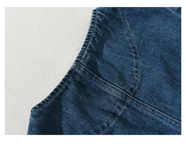 Wiosna jesień nowe kurtki dżinsowe bez rękawów mężczyzna Streetwear Vintage kamizelka robocza dekolt w serek z wieloma kieszeniami guzik męska