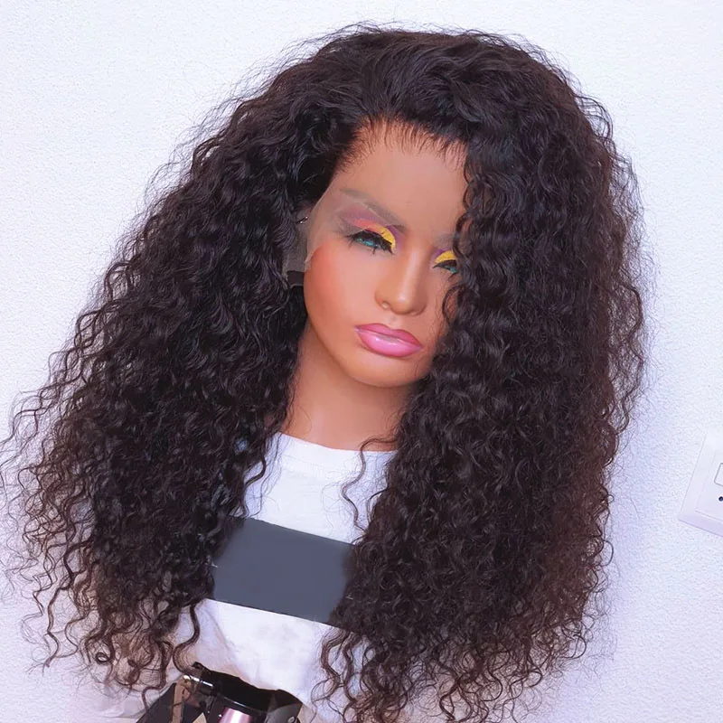 

Natural Black Long 28 inch Soft 180%Density Glueless Kinky Curly Hair Wig For Women With Babyhair Preplucked Daily Cosplay
