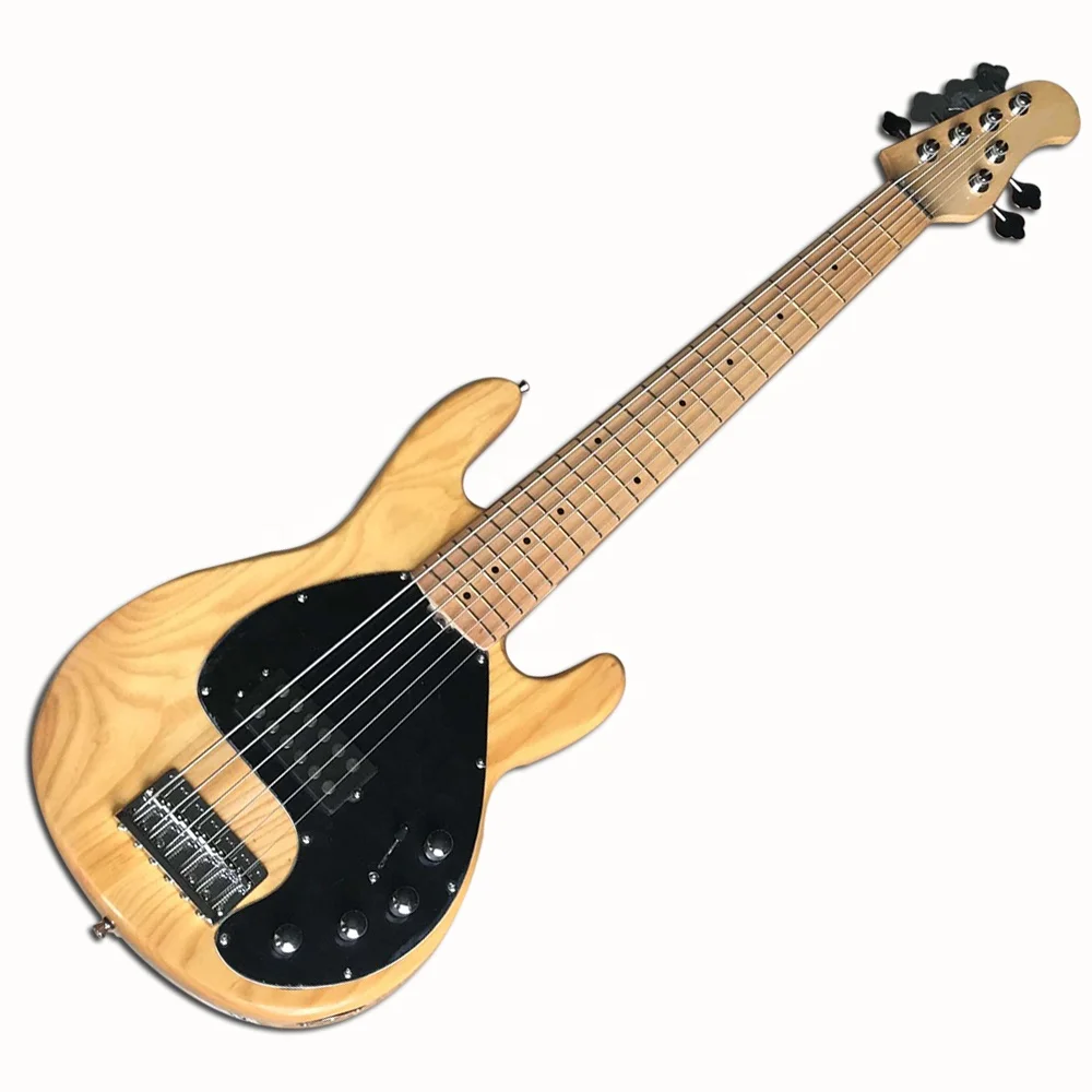

6 Strings Natural Wood Color Electric Bass with ASH Body,Maple Fretboard