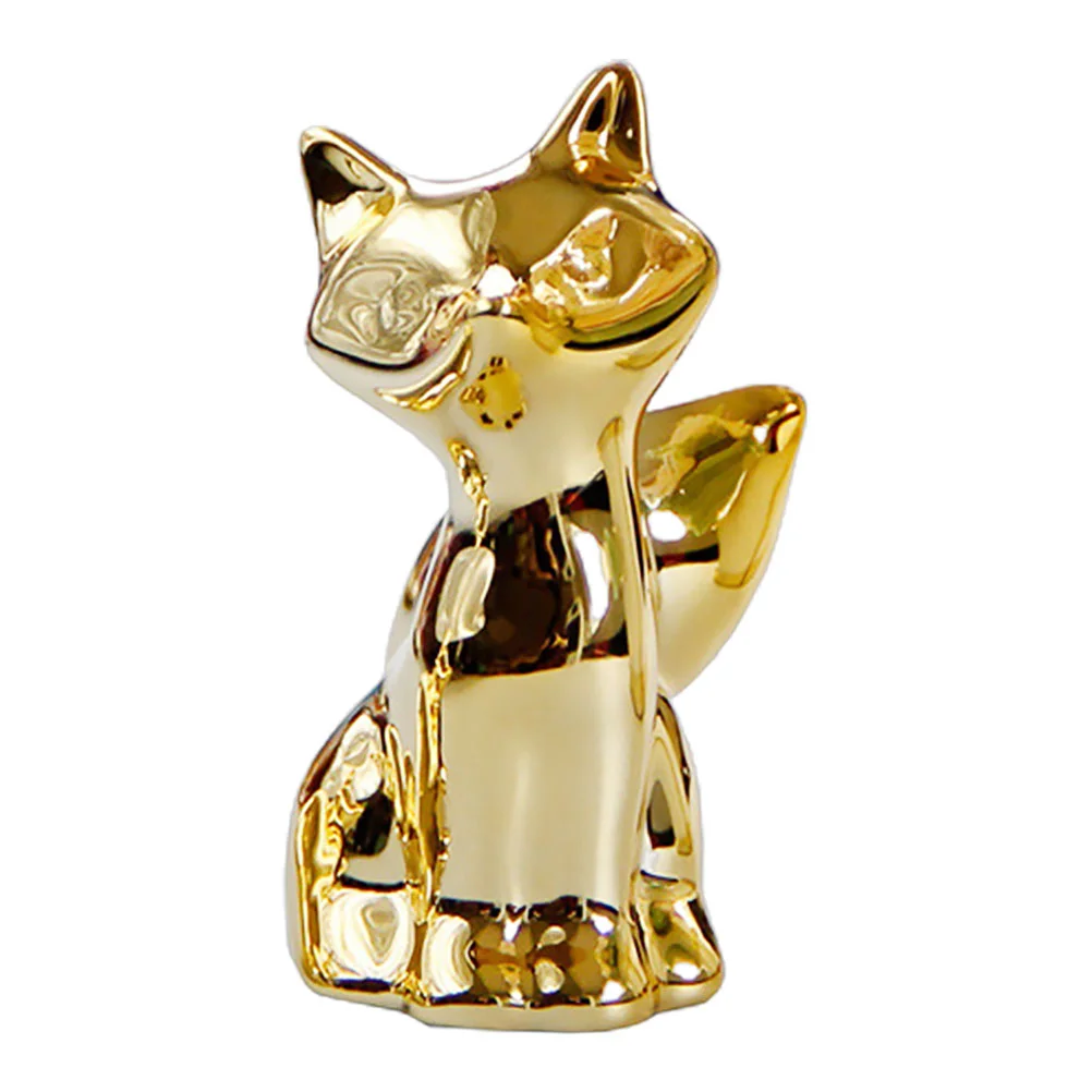 

Fox Figurine Animal Statue Christmas Fake Ceramic Sculpture Ornament Decor Decorativecraft Vintage Figure Animals Decorations