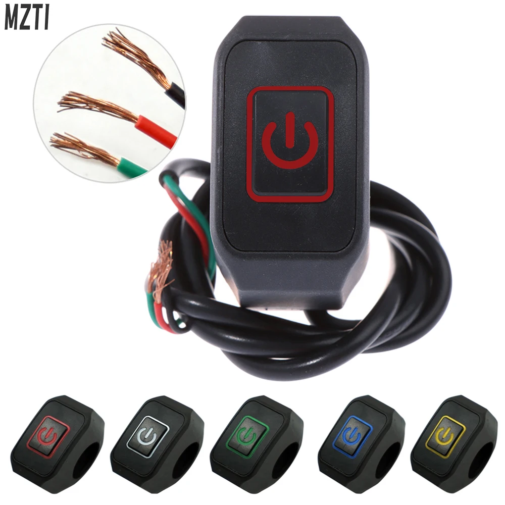 

1pcs 7/8'' 22mm Motorcycle Handlebar Momentry Buttton For Electric Star Kill Waterproof Control Switch Button with LED light