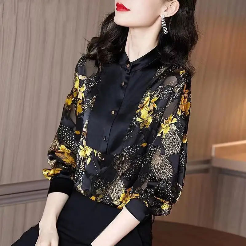 

Chiffon Women's Blouse Print Sexy Shirt Casual O-Neck Long Sleeve Top Fashion Clothing Summer LadyHouthion