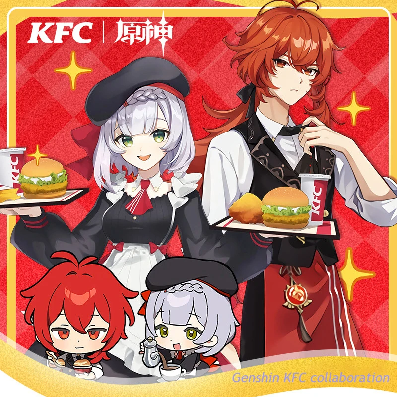 

Genshin Impact Anime Figure Mezzanine Kfc Collaboration Perimeter Acrylic Stand Diluc Brooch Keychain Pp Clip Laser Plate Clip
