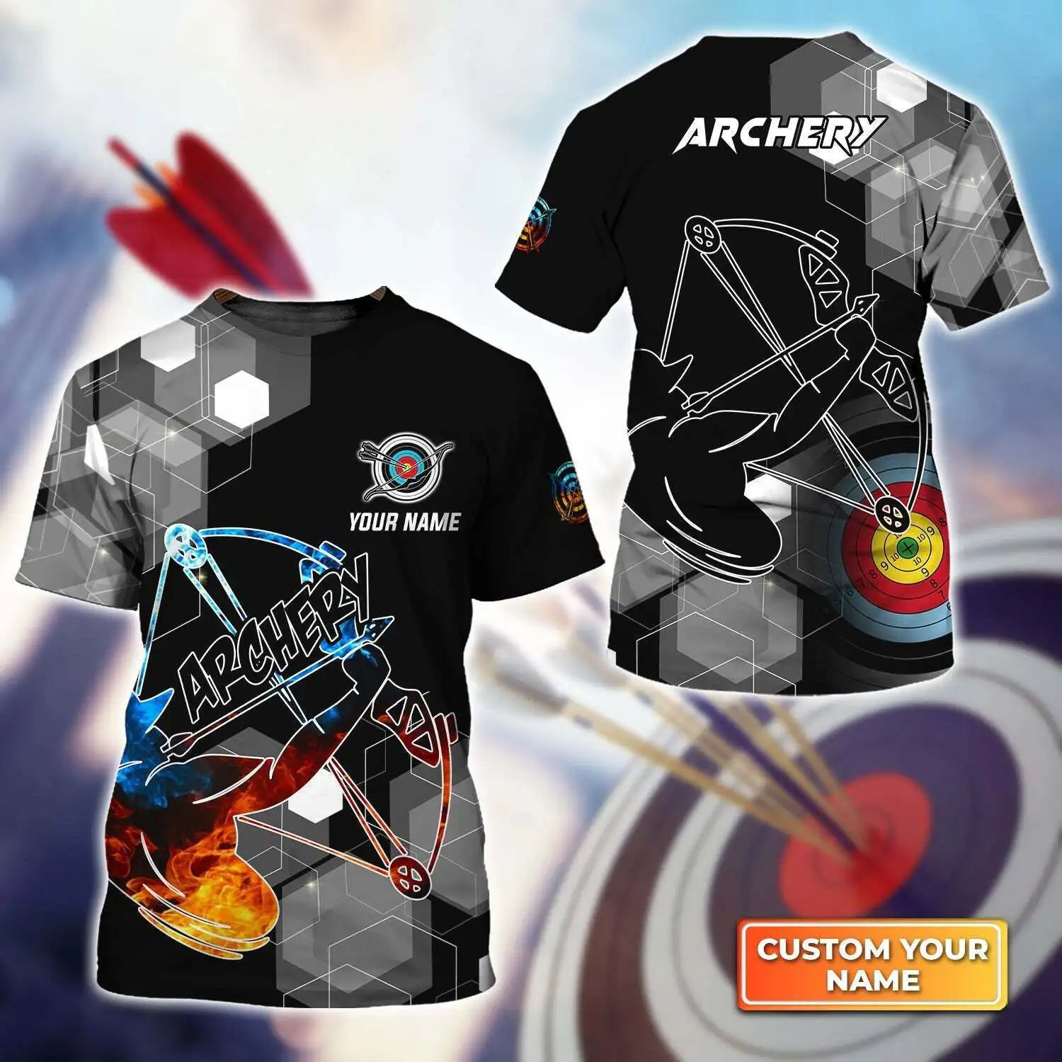 

3D Archery T-shirt Fashion Summer Archery Team Player Personalized Name 3D Printed Men's Tee Shirt Unisex Casual Oversized Top