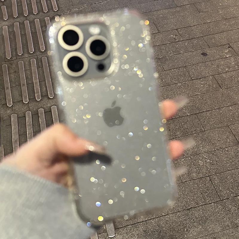 Ультратонкий прозрачный силиконовый мягкий блестящий чехол для телефона iPhone 15 14