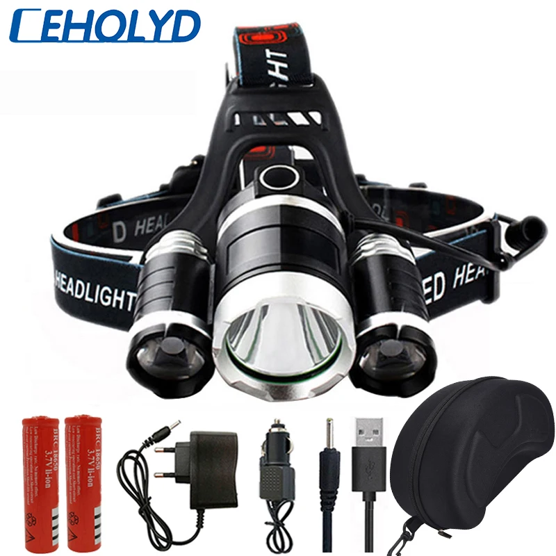 

XM-L T6 5 Led Headlamp Head Lamp Flashlight Torch Use Rechageable 18650 Headlight For Camping Fishing Lantern Ship From Russian