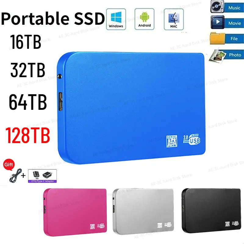 

NEW Original High-speed 128TB 64TB 32TB SSD Portable External Hard Drive USB3.0 Interface HDD Mobile Hard Drive For Laptop/PC