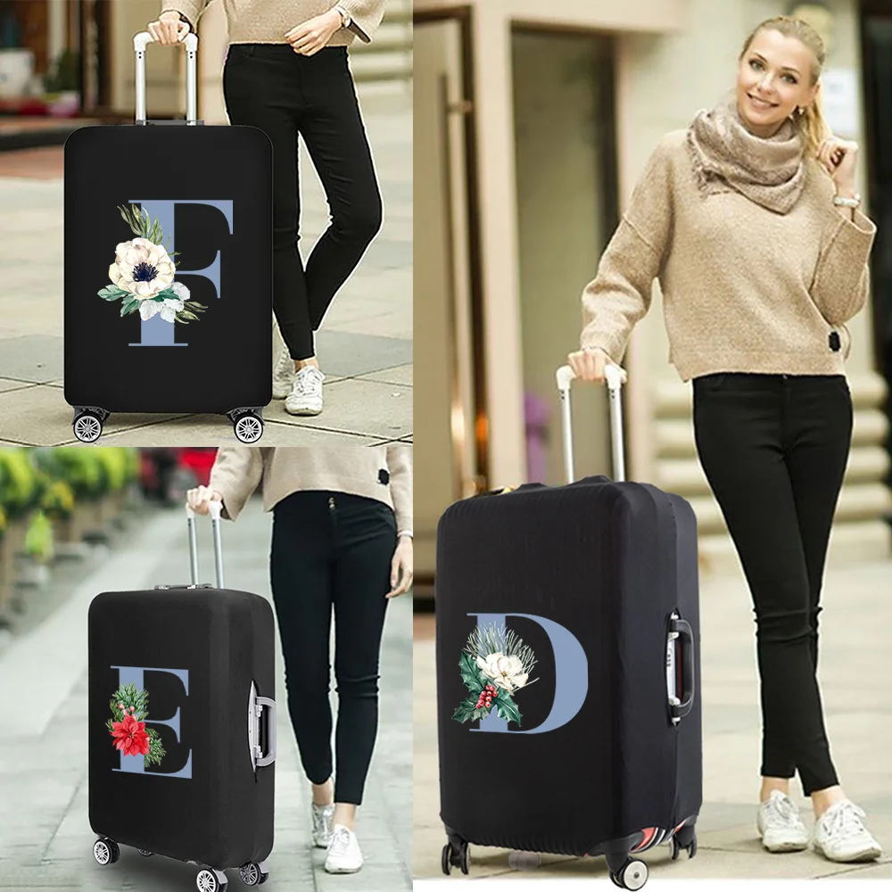 Blue Flower Print Luggage Protective Cover Thicker Travel Elastic Cover Suitcase Travel Accessories Apply To 18-32inch Suitcase