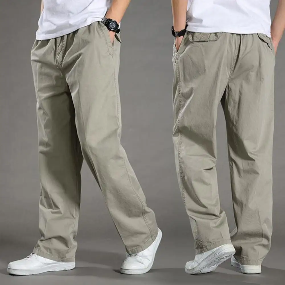 

Повседневные брюки-карго, Универсальные мужские брюки-карго, стильные весенне-осенние брюки с эластичным поясом и завязками, большие повседневные брюки