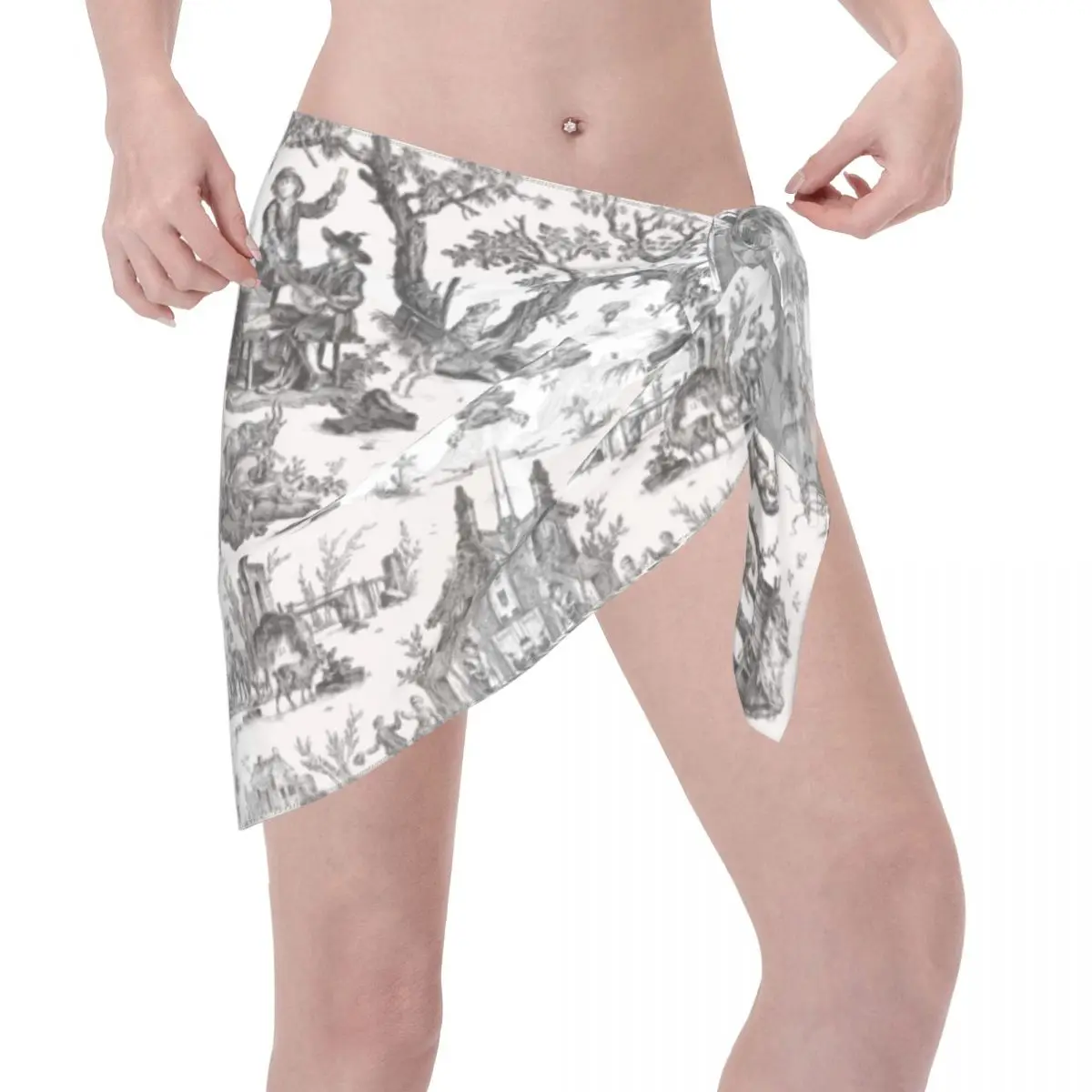 Черно-белые женские саронги Toile De Jouy на заказ пляжная накидка пляжные бикини с