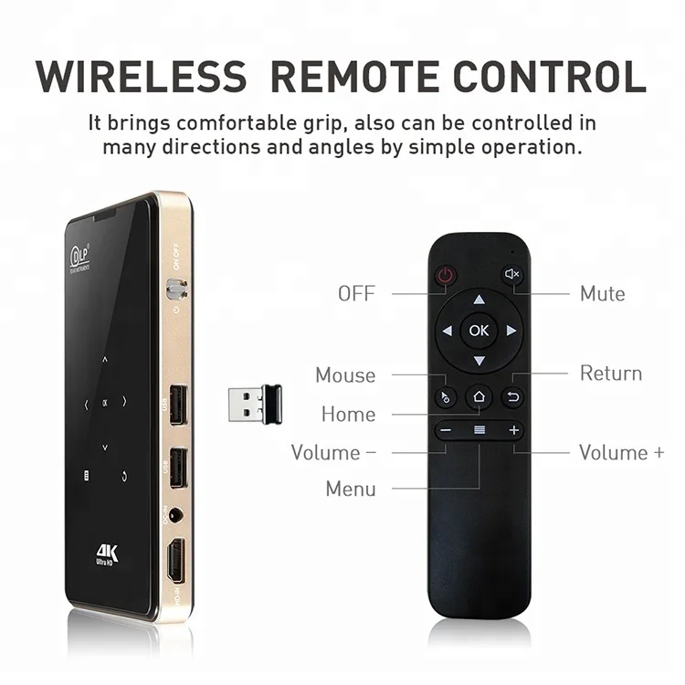 Ultra HD Mobile Smart светодиодный проектор Android 4K карманный Pico с 4-ядерным процессором Amlogic