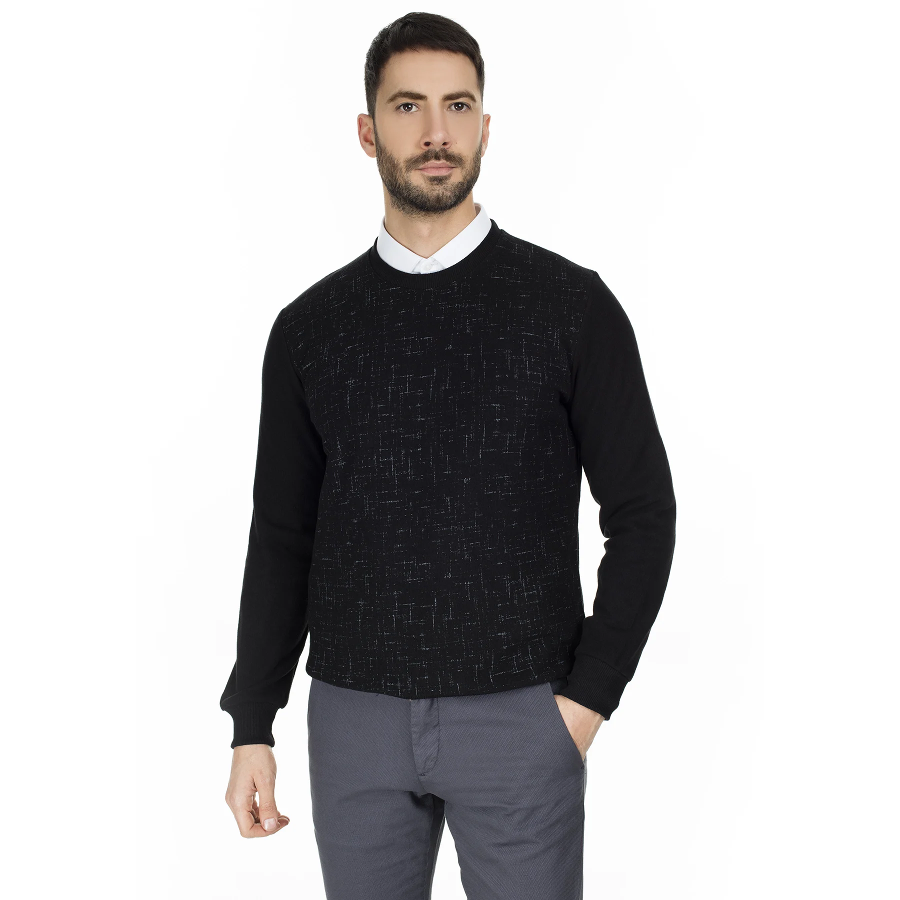 Мужская повседневная спортивная толстовка Buratti с круглым вырезом и длинным рукавом Повседневная Толстовка