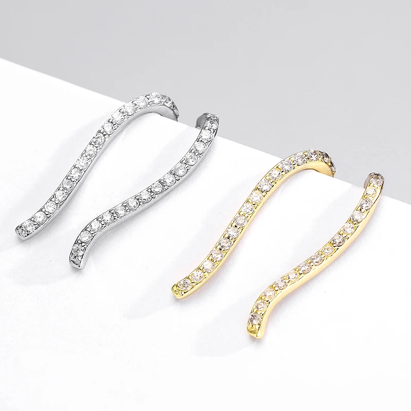 

MASA 2022 NEW Casual Gold Color Irregular Crystal Cubic Zircon Simple Stud Earrings for Woman Temperament Net Red Jewelry