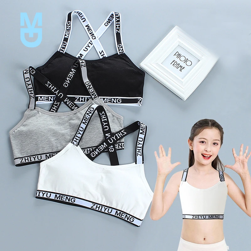 

New 12-18Y Teen Girls Underwear Adolescente Sport Training Bra Kids Underwear Push Up Teens Bras with Chest Pad Puberty Clothes