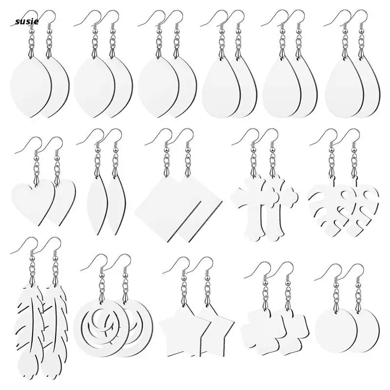 

X7YA 32 Pieces Sublimation Blank Earrings Heat Transfer Sublimation Printing Earrings