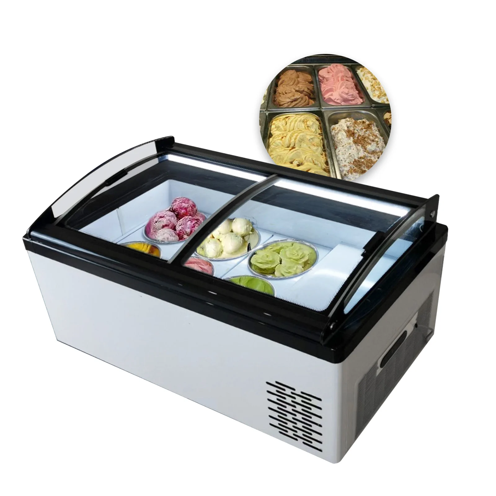 

Mvckyi USA warehouse Countertop Hard Ice Cream Showcase/Gelato Freezer Display Case with LED Lighting/Food Display cabinet