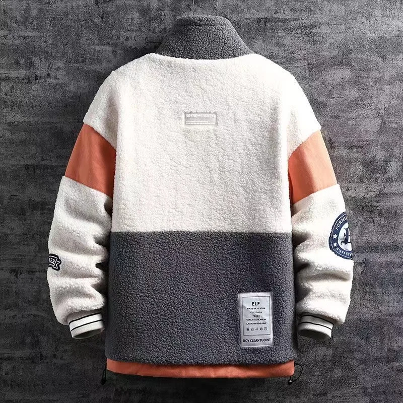 Men's Fleece Thickened Thermal Padded Jacket Autumn And Winter Casual Loose Plus Size Coat Solid Color Men's Clothing