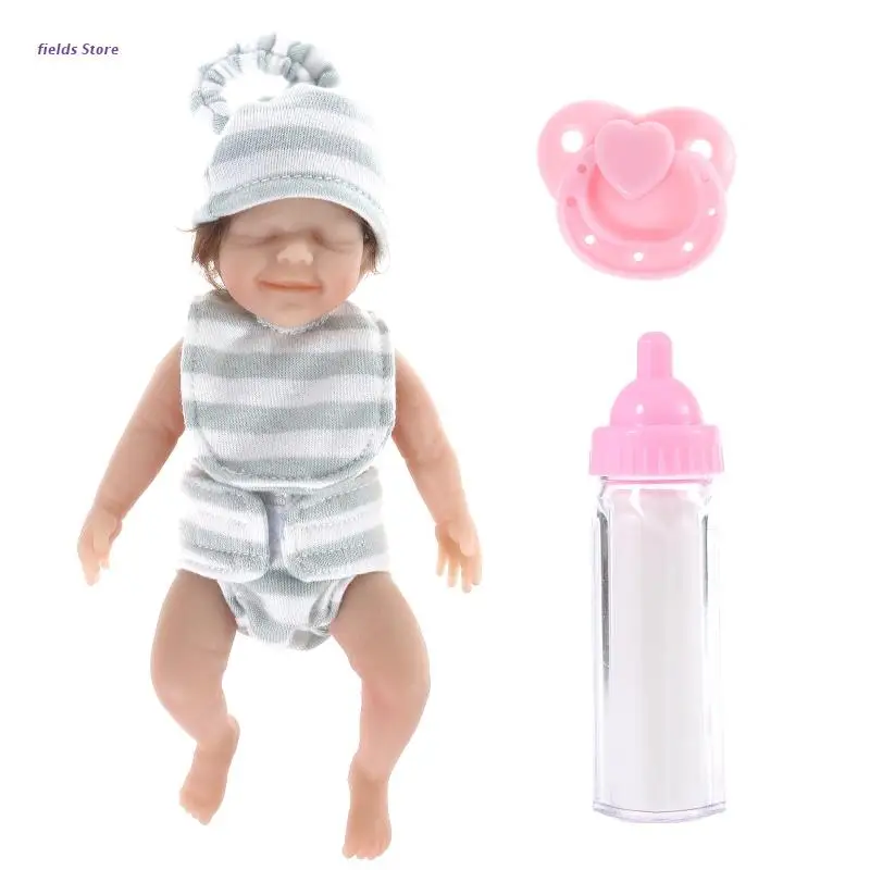 

6in Miniature Doll for Baby Girl Boys Rooted Hair Lifelike Reborn that Look Real