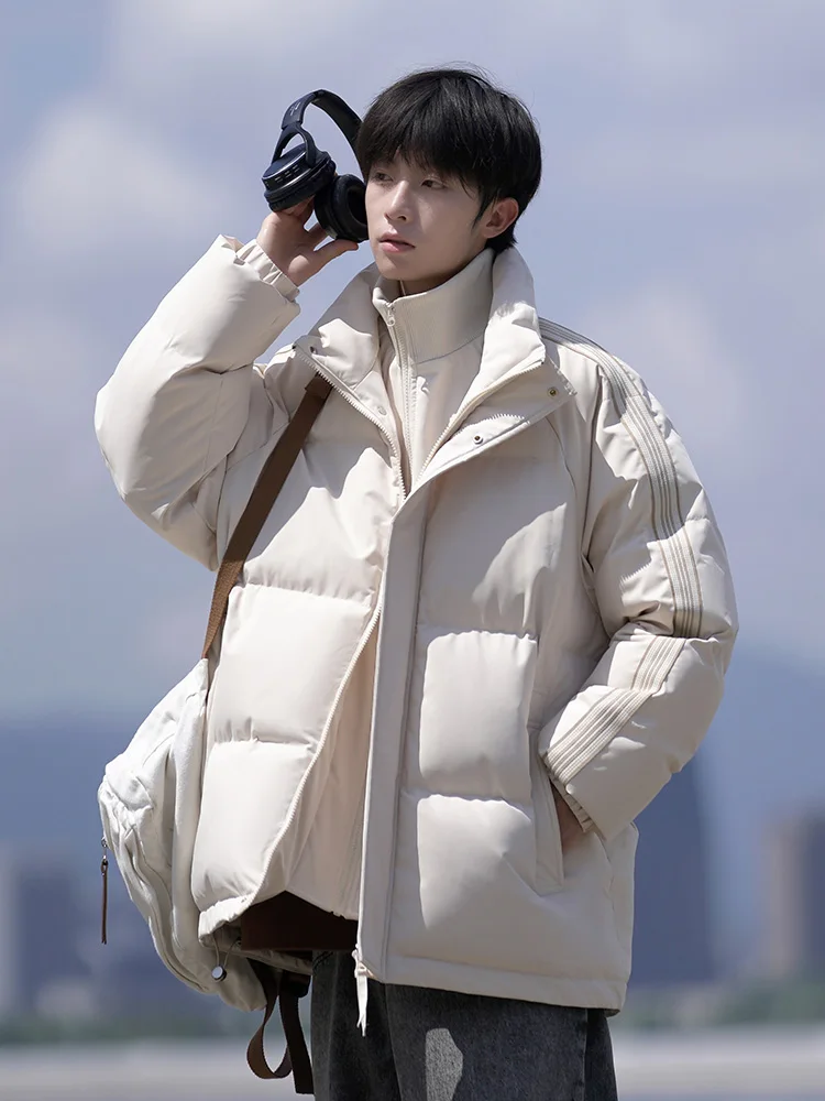 Кремово-белая поддельная куртка из двух частей с воротником-стойкой и хлопковой