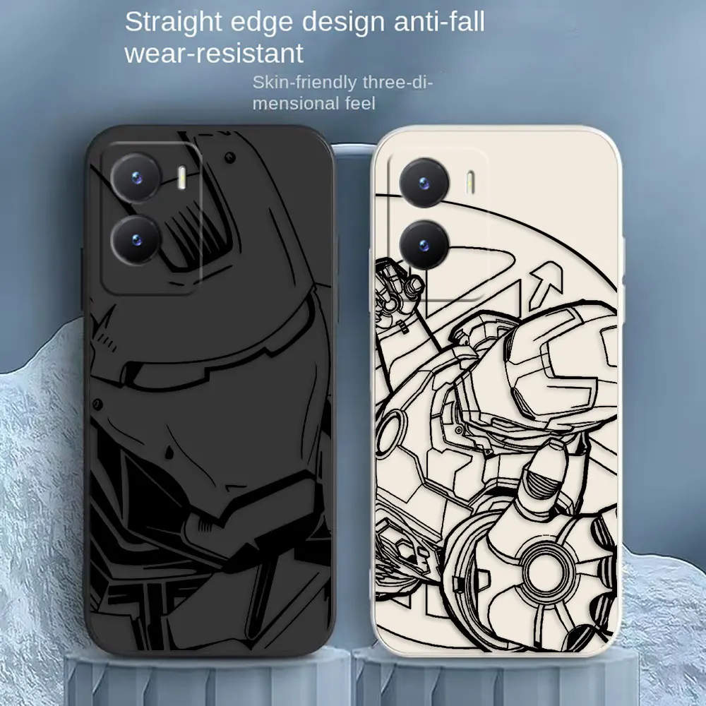 

Marvel Iron Man Line Comic Phone Case For VIVO Y55S Y31 Y33S Y55 Y35 Y51S Y52S Y53S Y66 Y73S Y77 5G Y85 Y93 Case Funda Shell