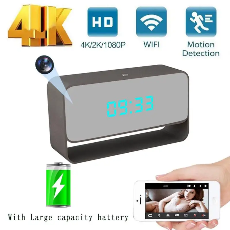 

Mini Camera Clock HD WIFI Control Concealed IR Night Vision View Alarm DVR Camcorder Home Secret Invisible Surveillance Camera