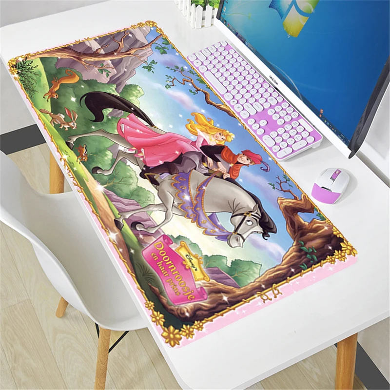 마우스 패드 잠자는 숲속의 미녀 게이머 PC Completo 컴퓨터 대형 900x400 XXL 데스크 매트 키보드 애니메이션 게임 액세서리 마우스 패드