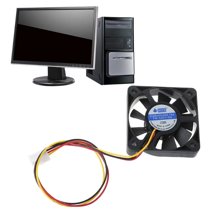 Мини-вентилятор бесщеточный с 9 лезвиями 50x50x10 мм 12 В постоянного тока 3 контакта