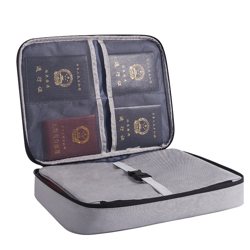 

Travel Case Bag Organizer Box Multi-layer Bag Money Storage Safety File Papers Document Waterproof Card Zipper Pouch Fireproof