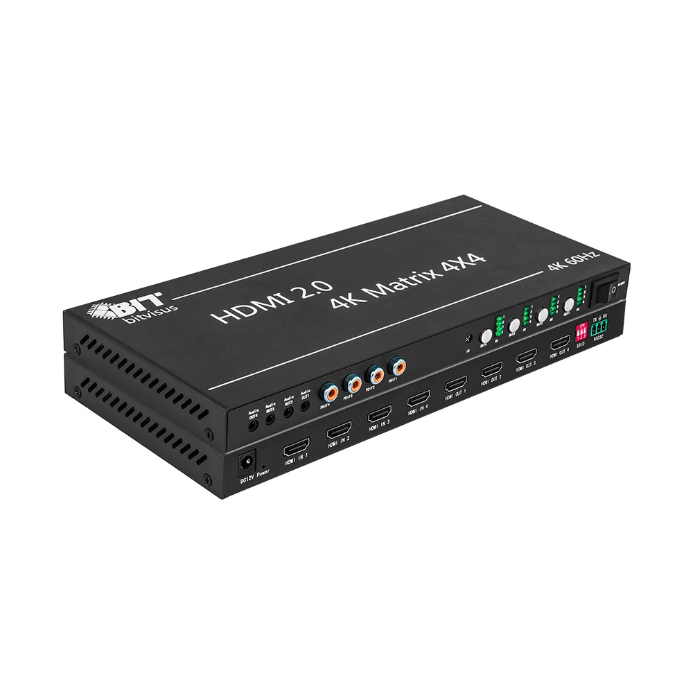 Фото Матричный коммутатор-сплиттер Bitvisus 4x4 4K 60Гц HDMI с поддержкой HDMI 2.0, Smart EDID, ИК-управлением, RS232, TCP/IP BIT-Ma-GS-4K60-0404 №5