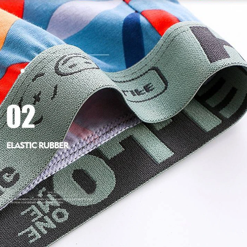 FK 4pcs Men's Sexy Underwear Male Cartoon Boxer Trendy Funny Printed Boxer Shorts Cotton Soft Sports Mens Underpants Panties