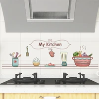cute wall decorative kitchen high temperature resistant wallpaper oil proof sticker transparent wall sticker
