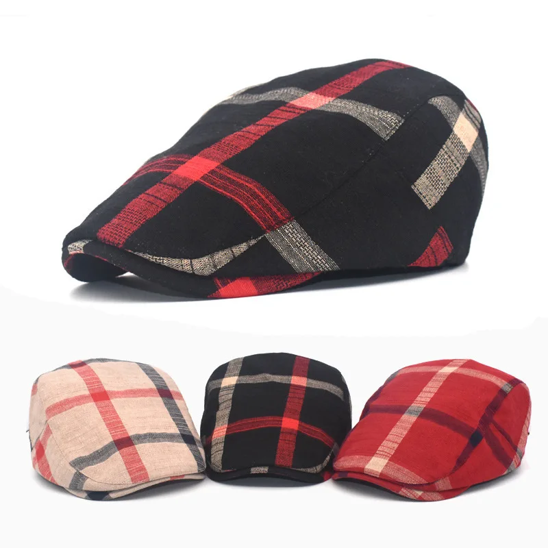 

Fashion Men Women Classic Englad Style Plaid Berets Caps Casual Unisex Sports Caps Cotton Boina Casquette Flat Cap Painter Cap