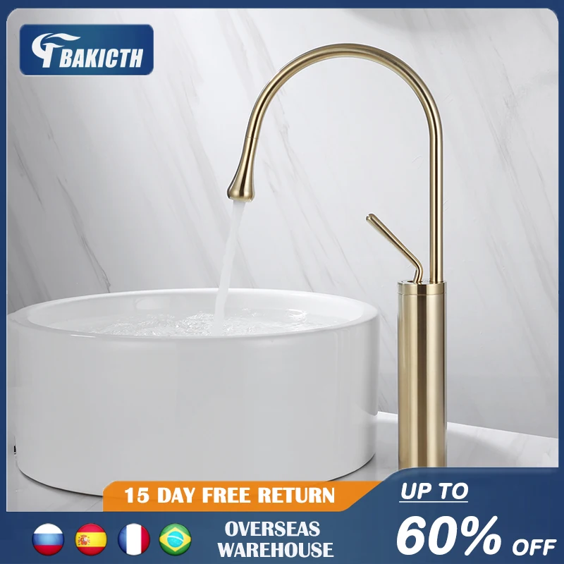 New Basin Faucet Single Lever 360 Rotation Spout Moder Brass Mixer Tap For Kitchen Or Bathroom Basin Water Sink Mixer gold brush