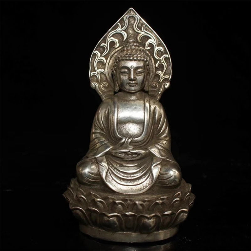

Old Decorated Handwork tibet Silver Carving Jesus On Cross Exorcise Big Statue .