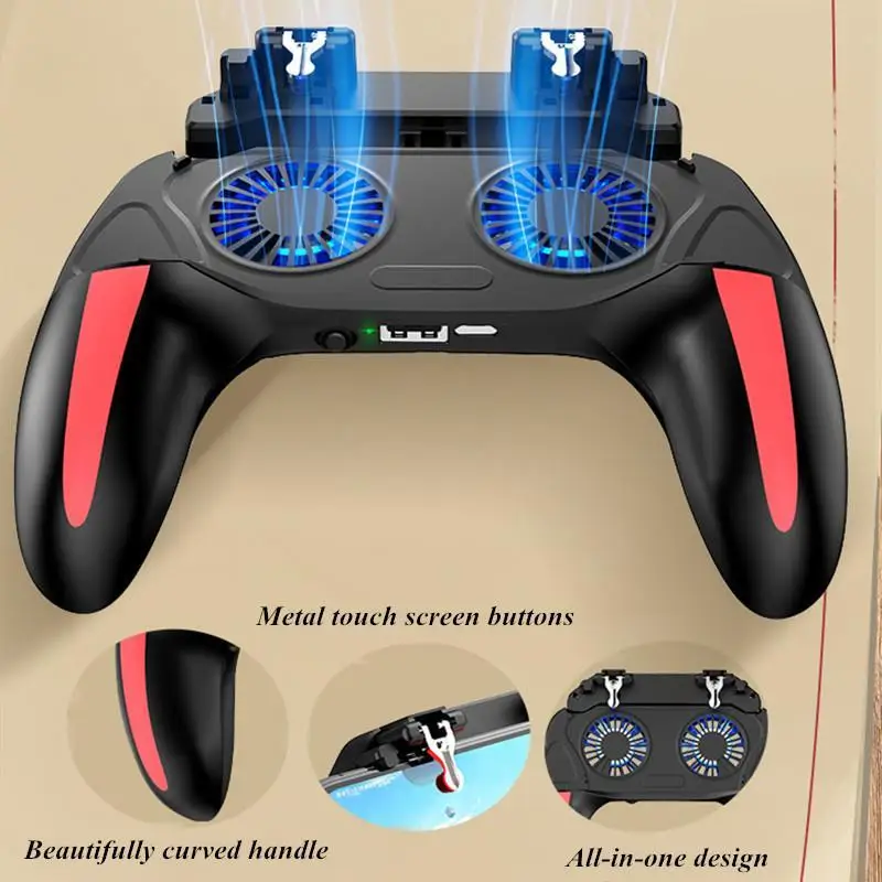 

H10 Gaming Accessories Handheld Grip Phone Game Controller Joystick Gamepad for PUBG Dual Cooling Fan Cooler for IPhone Android