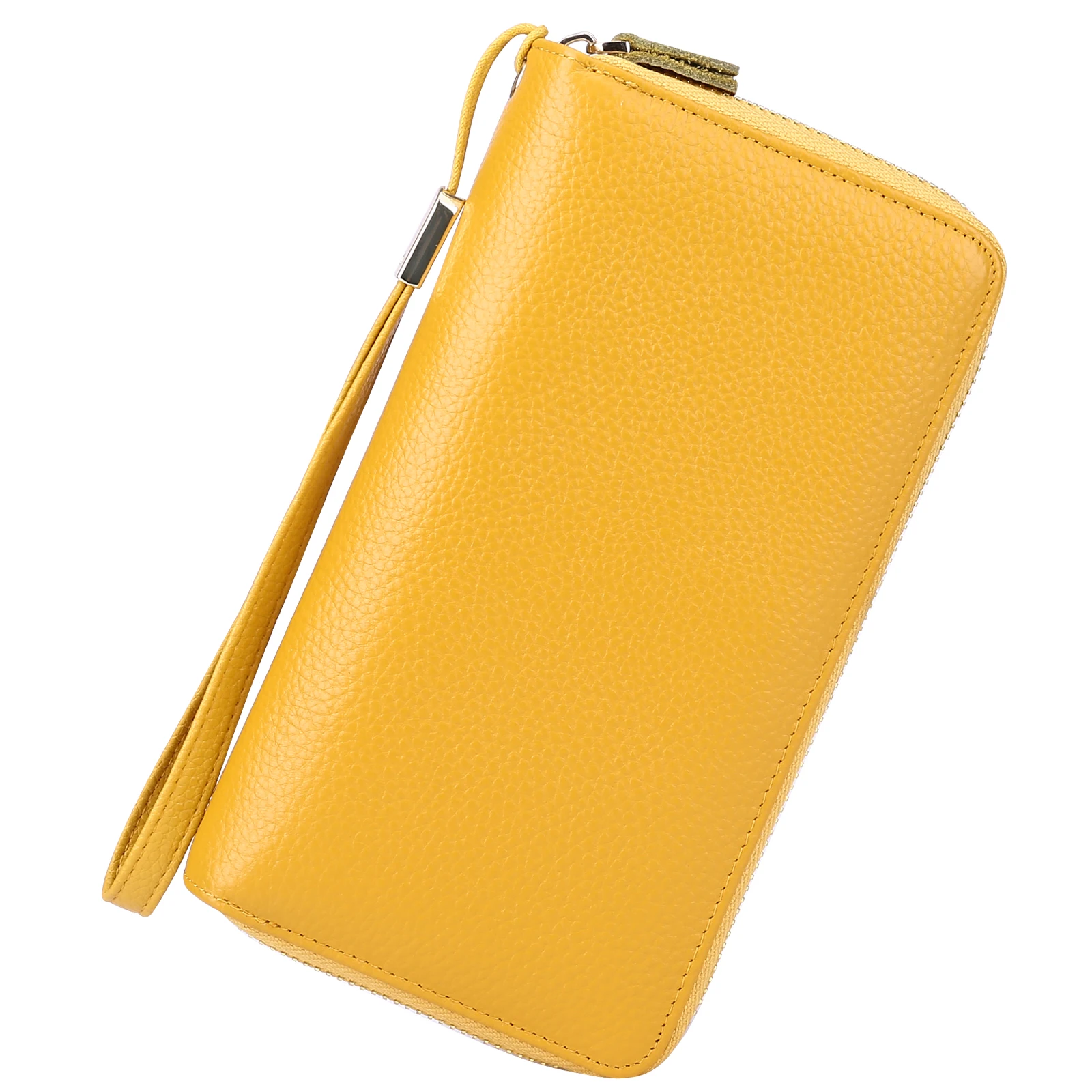 

Vintage Women's Genuine Leather Zipper Clutch Wallet Female Large Capacity Coin Purse Ladies Wristband Wallet Simple Card Holder