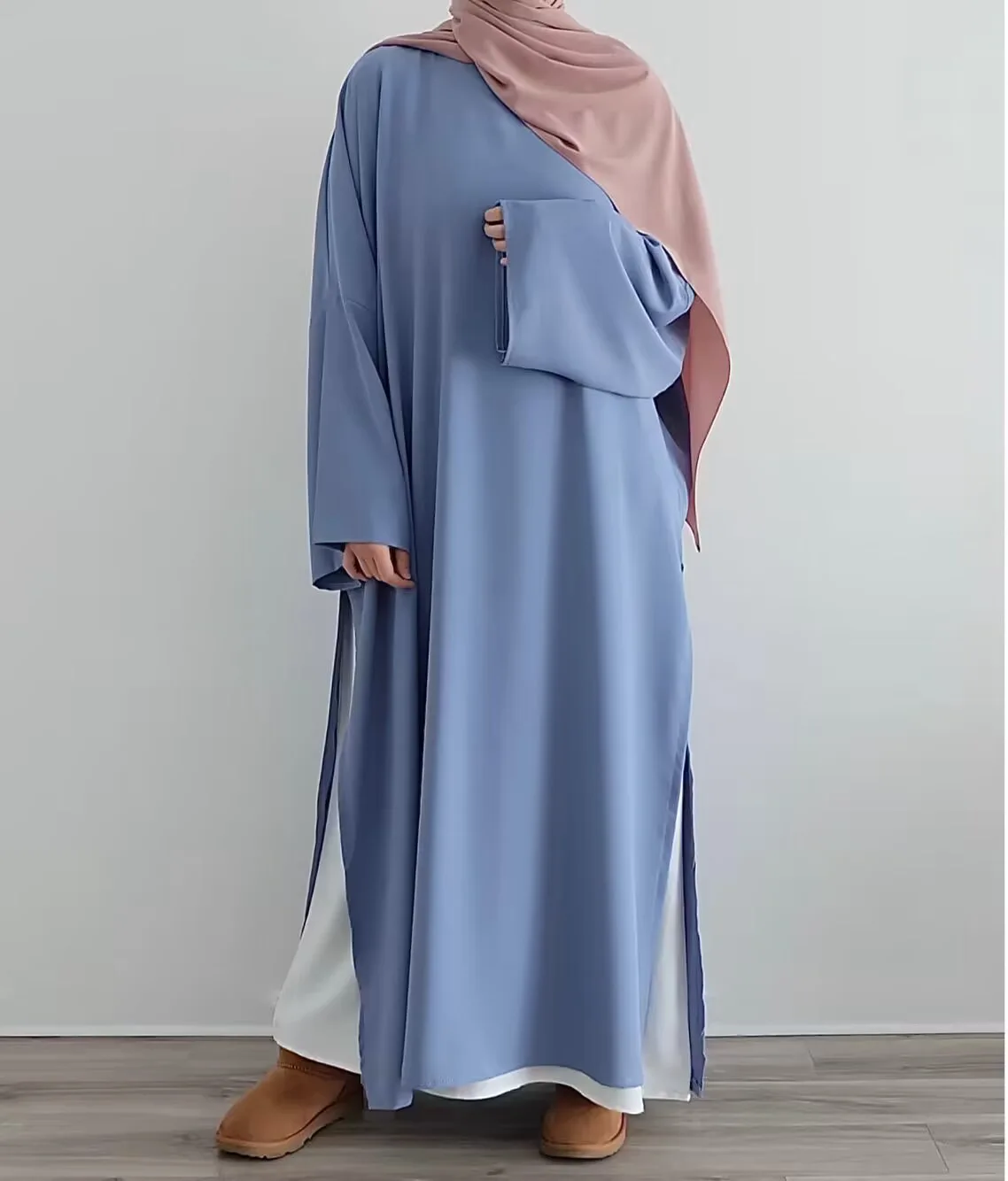 jilbab Muslim abaya 2 piece set Muslim Women Hijab Dress with inner dress  Abaya Long Khimar Ramadan Arab Islamic Clothes Robe