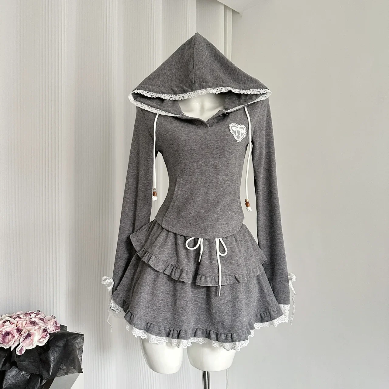 Женский комплект полуплатья Grace Slimming Aesthetics Pure Desire облегающий топ с капюшоном и