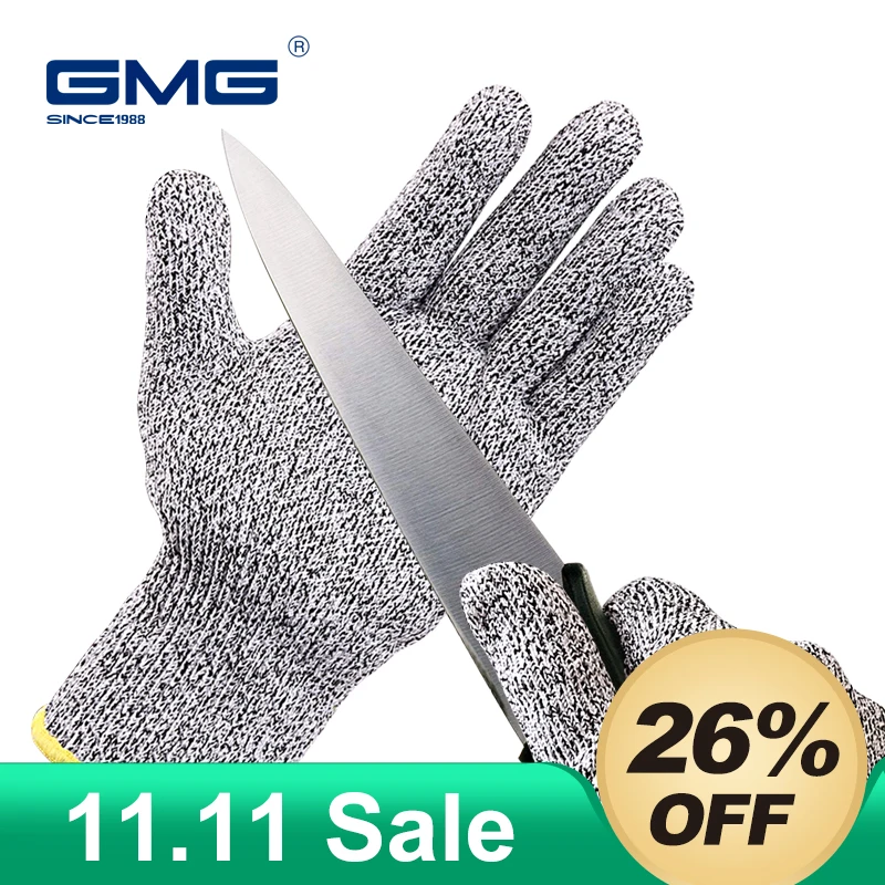 

Anti Cut Proof Gloves Hot Sale GMG Grey Black HPPE EN388 ANSI Anti-cut Level 5 Safety Work Gloves Cut Resistant Gloves