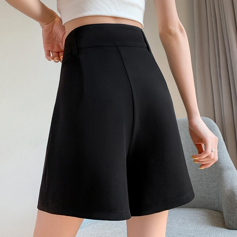 Green Shorts Women 2023 Summer Korean Fashion High Waist Wide Leg Loose Straight Office Ladies Suit Shorts Femme Ropa De Mujer
