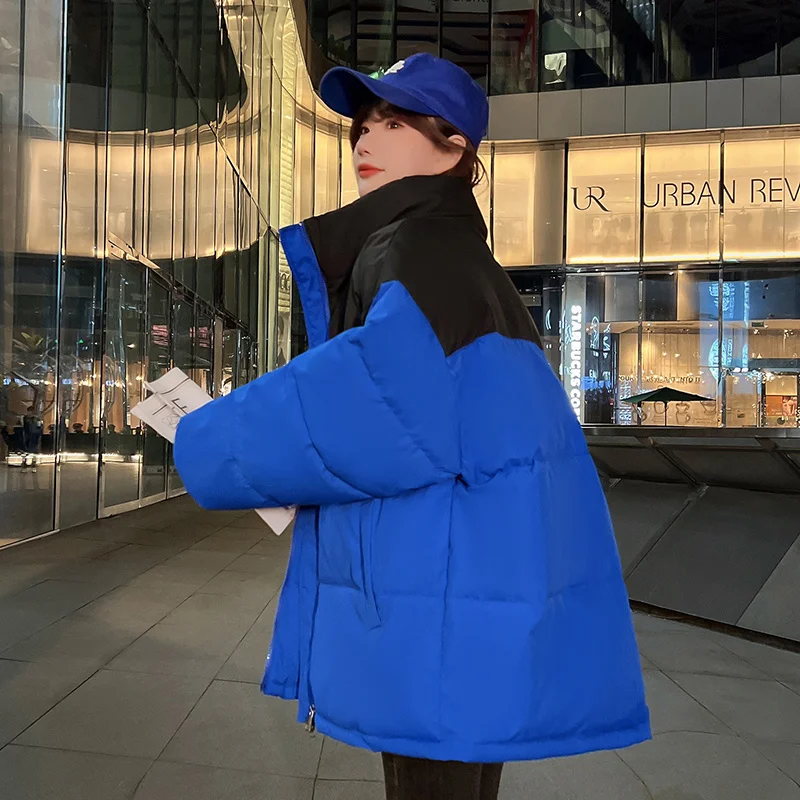 

Thickened Blue Bread Short Down Cotton Coat Female Korean Version Loose Autumn Women's Winter Jacket Cotton Coat 2022 Woman New