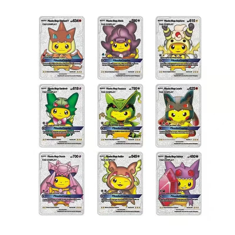 

2022 Pokemon 27 стилей Новинка Mewtwo GX MEGA золотая металлическая карточка коллекция супер-игр строительные игрушки для детей Рождественский подарок