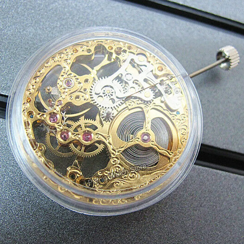 Наручные часы с механизмом из розового золота полые 17 драгоценных камней 6497