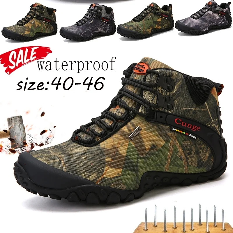 New Men Military Tactical Boots High Top Camouflage Hiking Shoes  Men Waterproof Durable Outdoor Trekking Men's Hunting Boots